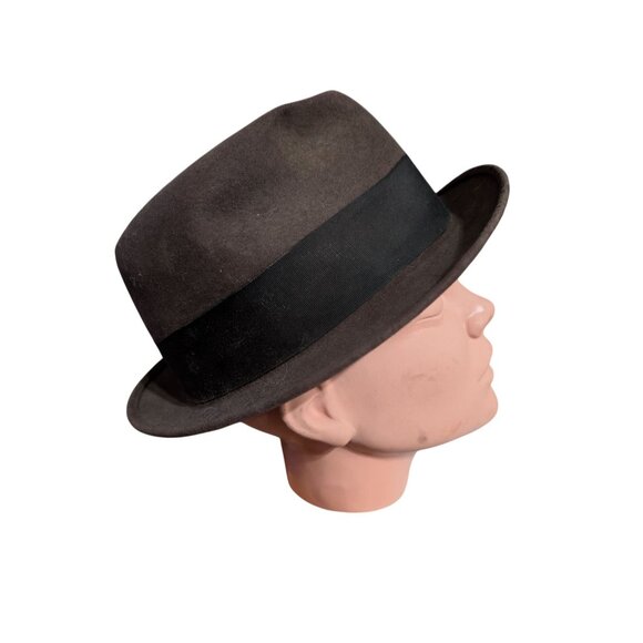Mac Phergus Brown Fedora Hat Men's Size 7 Vintage 21 in Around - Picture 4 of 7